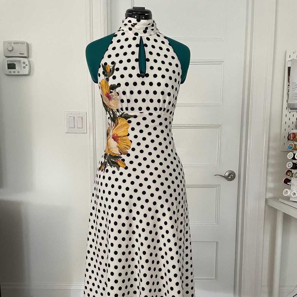 Karen Millen Polka-dot dress with embroidered flowers